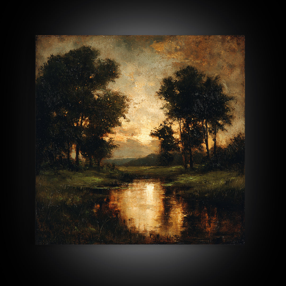 Classic Oil Painted Landscape Framed Canvas Print, Traditional Art, Modern Decor, Living Room Decor, Fine Art, Classic, TRA-1x1-1