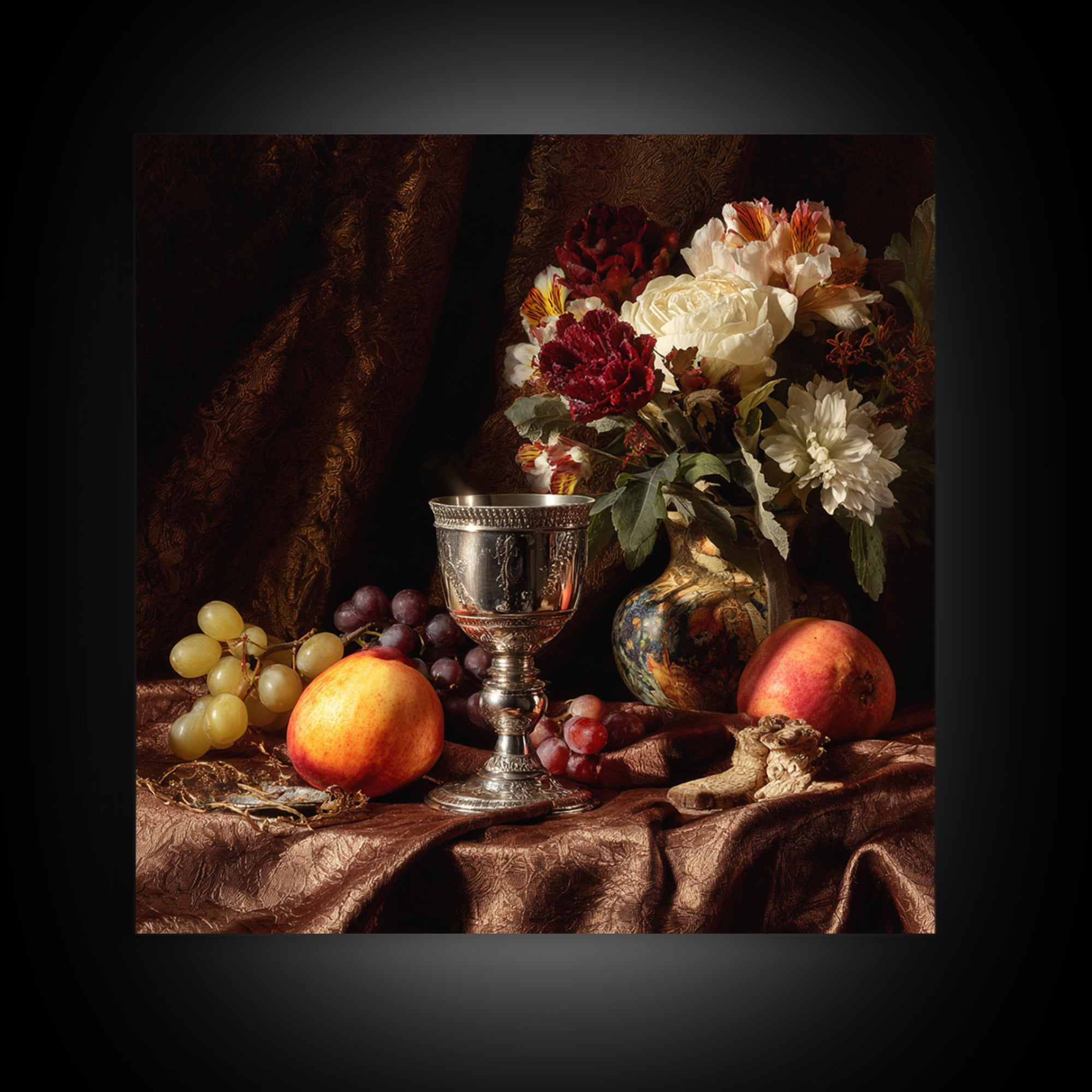 Dutch Fruit and Silver Goblet Still Life Canvas Print, Traditional Art, Pokemon Poster, Living Room Decor, Classic, Art Print, TRA-1x1-100