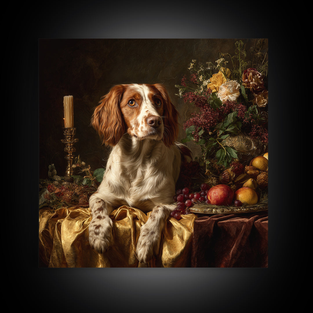 Hunting Dog Portrait Framed Canvas Print, Traditional Art, Art, Living Room Decor, Classic, Printable Art, Art Commissions, TRA-1x1-12