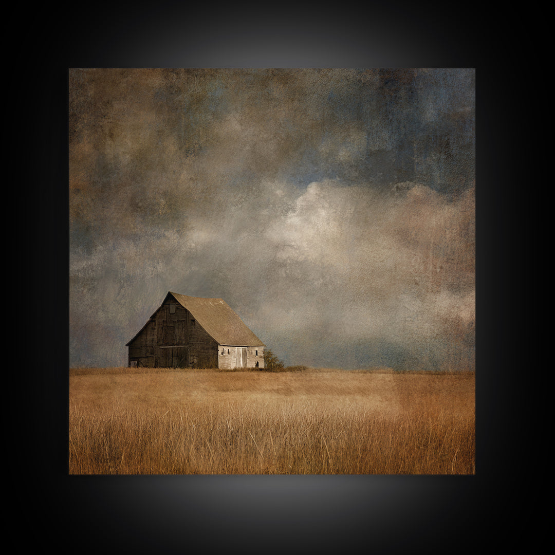 Barn and Farmland Canvas Print, Traditional Art, Boho, Living Room Decor, Fine Art, Classic, Indian Wall Art, Japanese Decor, TRA-1x1-23
