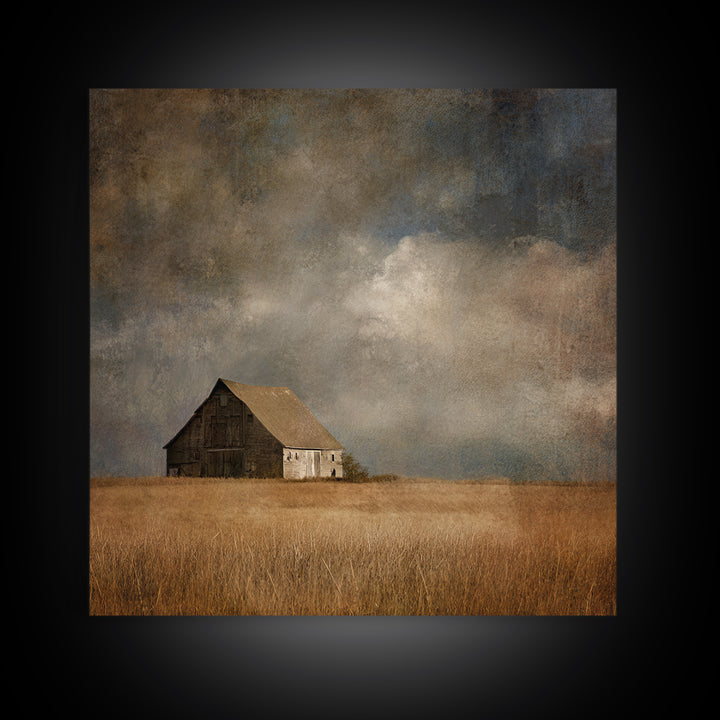 Barn and Farmland Canvas Print, Traditional Art, Boho, Living Room Decor, Fine Art, Classic, Indian Wall Art, Japanese Decor, TRA-1x1-23