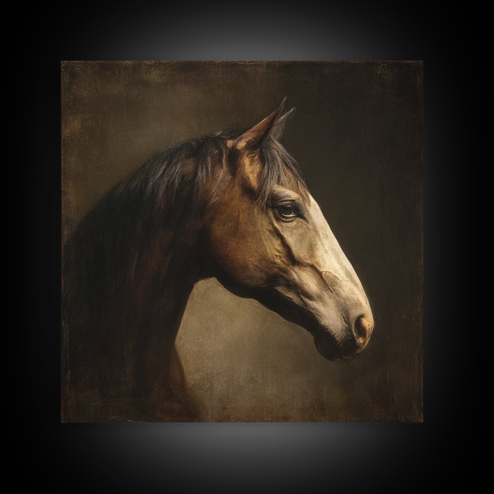Realistic Horse Portrait Framed Canvas Print, Traditional Art, Art Commissions, Living Room Decor, Fine Art, Classic, TRA-1x1-27