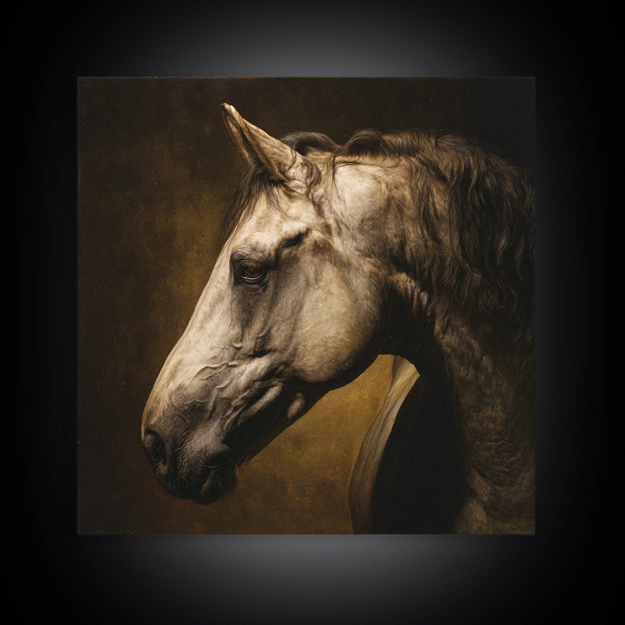 Realistic Horse Portrait Canvas Print, Traditional Art, Wall Hanging, Living Room Decor, Fine Art, Classic, Japanese Decor, TRA-1x1-3