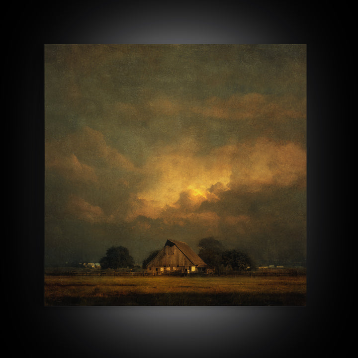 Barn and Farmland Framed Canvas Print, Traditional Art, Living Room Decor, Fine Art, Classic, Dark Art, Pokemon Poster, TRA-1x1-47