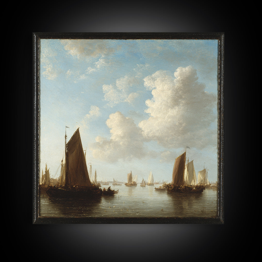 Seascape with Sailboats and Cloudy Sky Canvas Print, Traditional Art, Fine Art Print, Living Room Decor, Fine Art, Classic, TRA-1x1-5