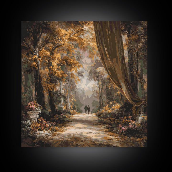 Autumn Forest Road Framed Canvas Print, Traditional Art, Japanese Art, Living Room Decor, Fine Art, Classic, Gallery Decor, TRA-1x1-64