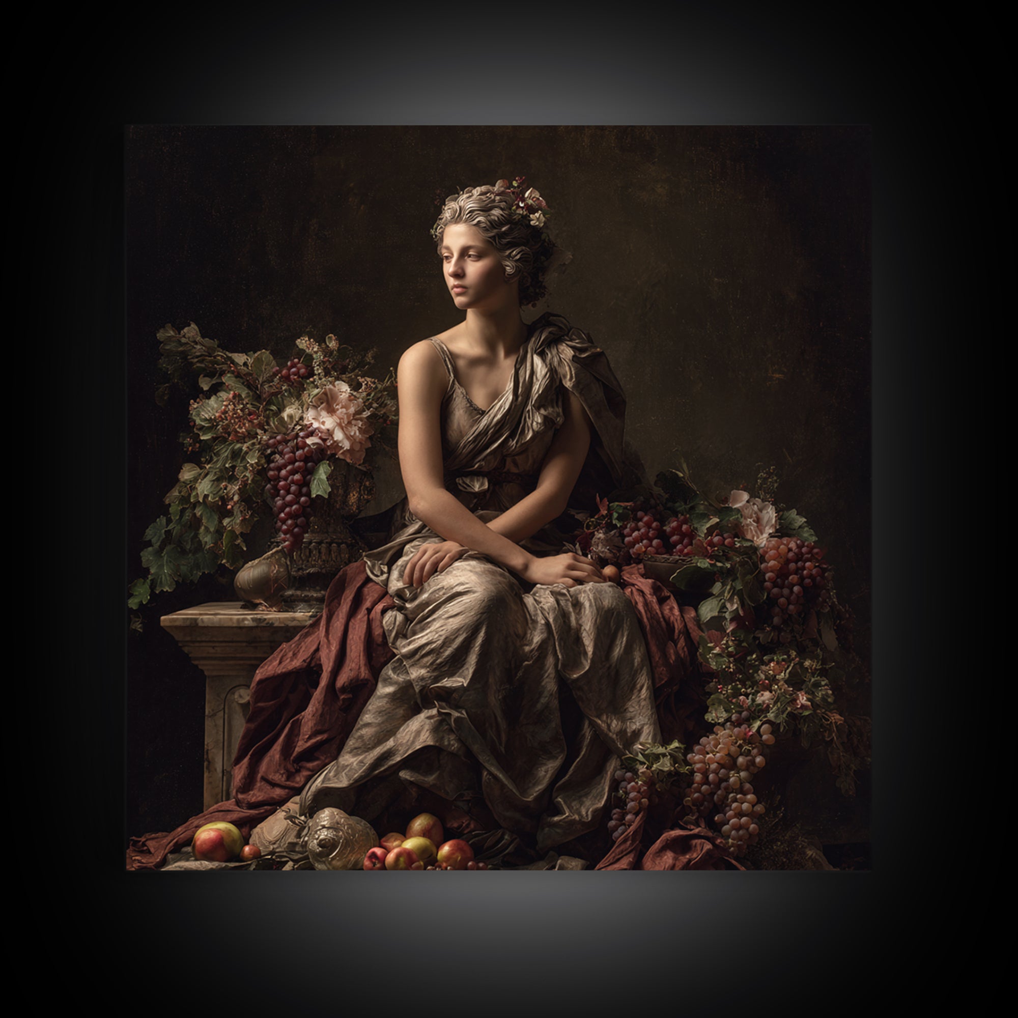 Classical Portrait with Dignified Lighting Framed Canvas Print, Traditional Art, Digital Art, Living Room Decor, Classic, TRA-1x1-8