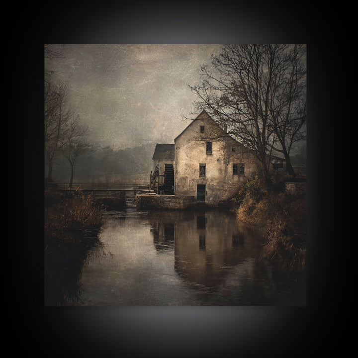 Watermill Beside a Quiet Stream Canvas Print, Traditional Art, Contemporary Art, Living Room Decor, Fine Art, Classic, TRA-1x1-89