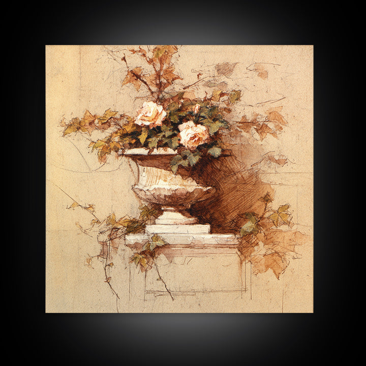 Basket of Apples and Pears on Linen Canvas Print, Traditional Art, Neutral Decor, Living Room Decor, Fine Art, Classic, TRA-1x1-90