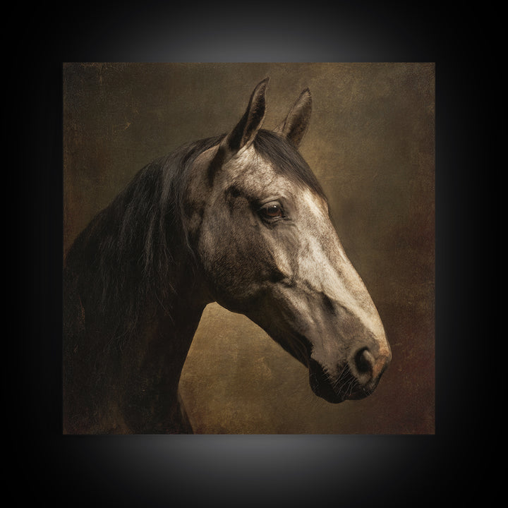 Realistic Horse Portrait Canvas Print, Traditional Art, Art, Living Room Decor, Classic, Printable Art, Art Commissions, TRA-1x1-99