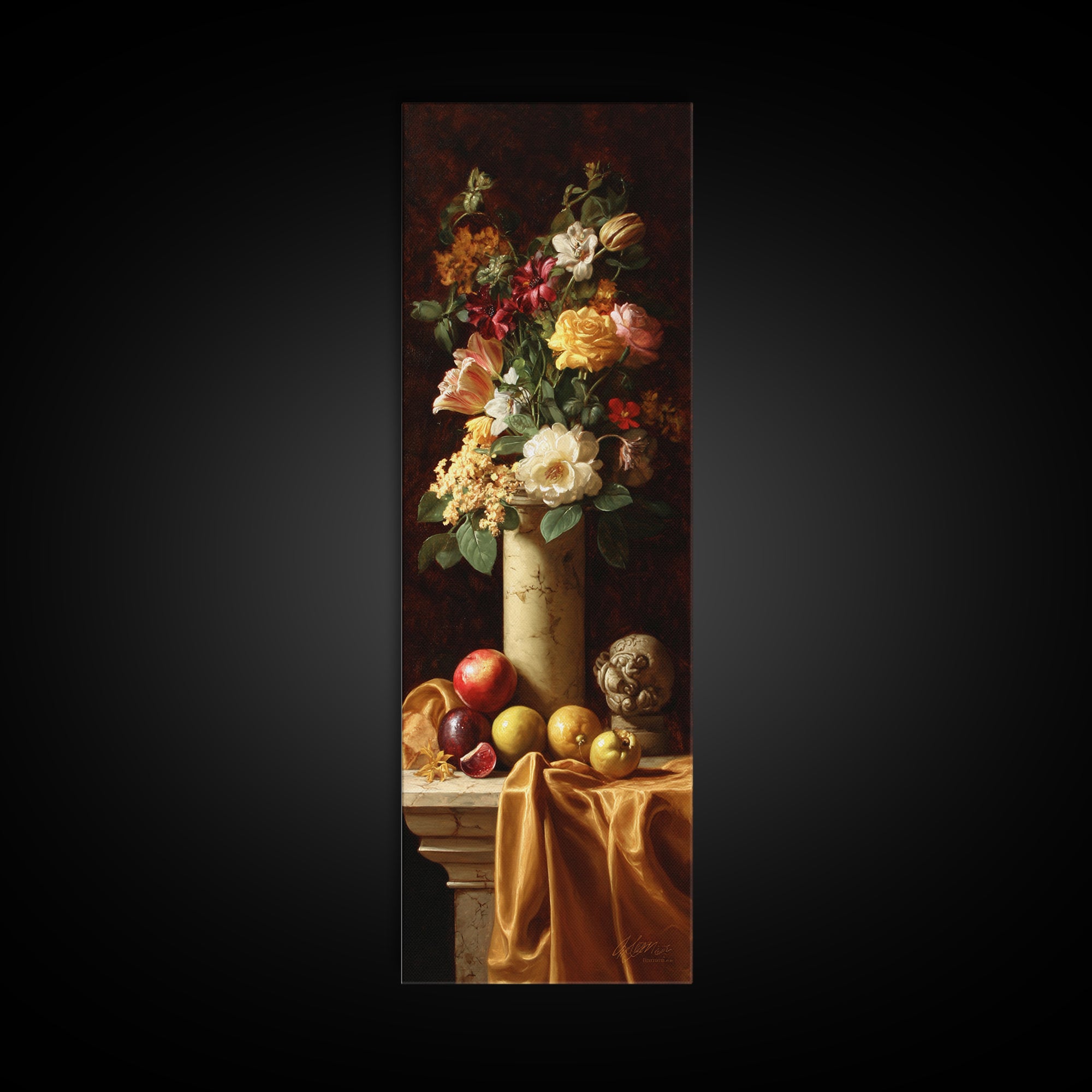 Formal Floral Still Life Canvas Print, Traditional Art, Gallery Decor, Living Room Decor, Fine Art, Classic, Wall Art, TRA-1x3-14