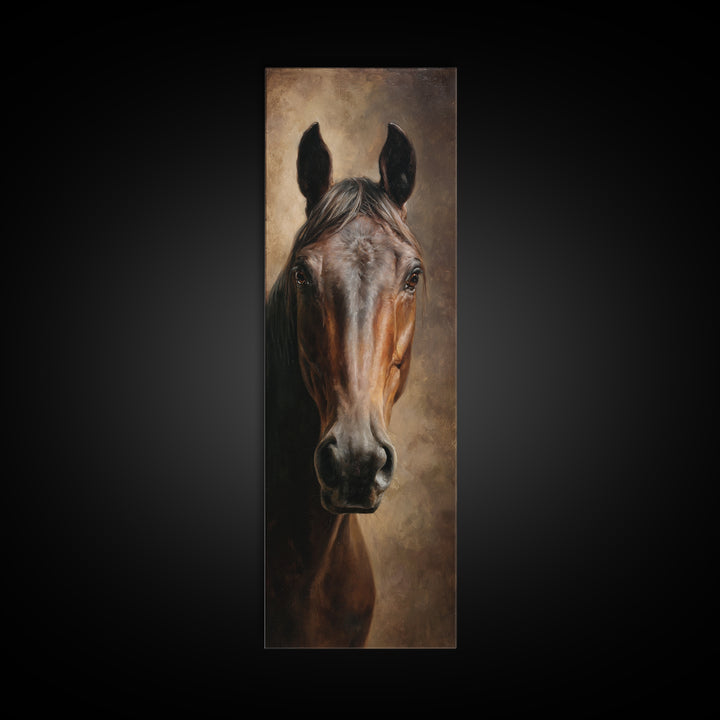 Realistic Horse Portrait Framed Canvas Print, Traditional Art, Wall Hanging, Living Room Decor, Classic, Japanese Decor, TRA-1x3-15