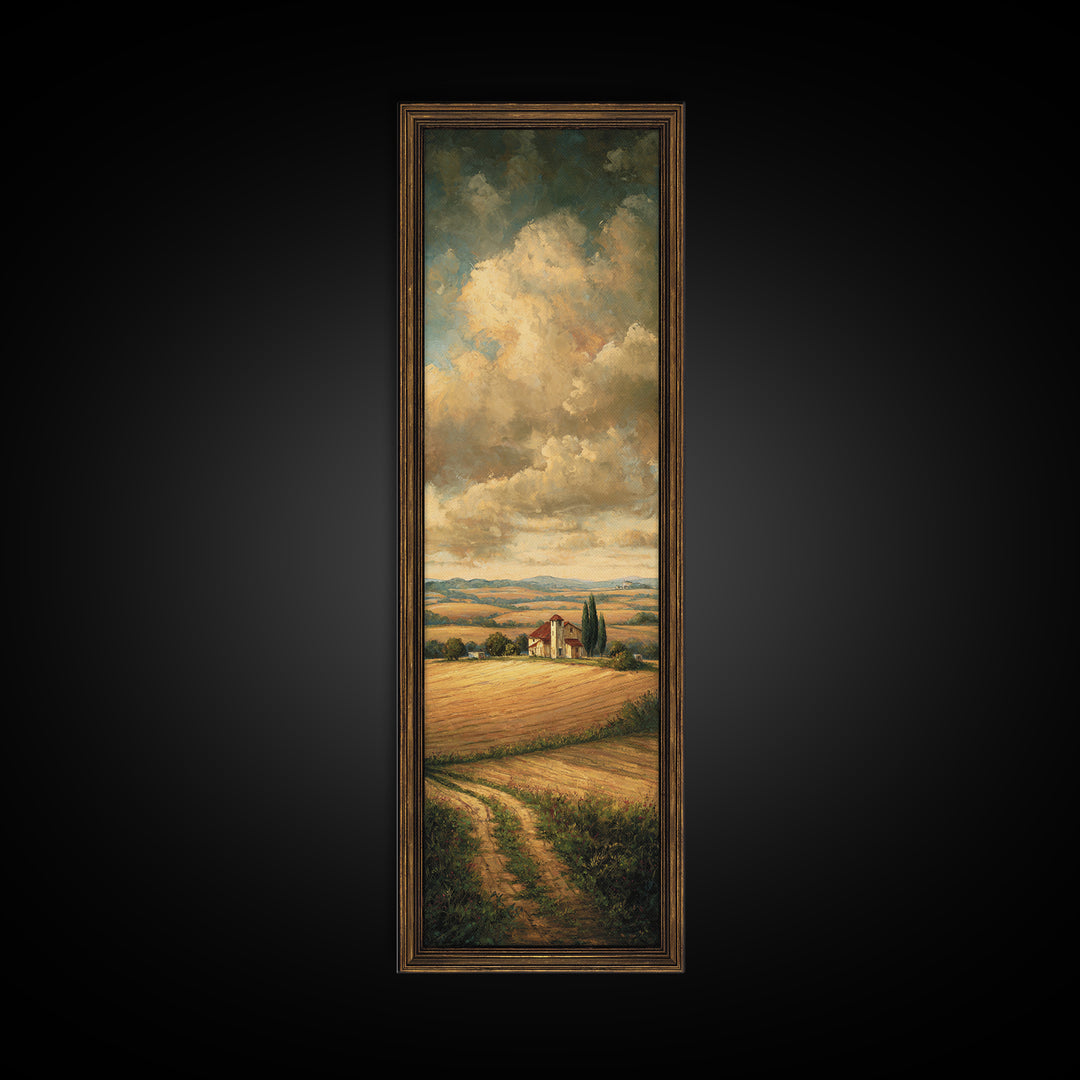Barn and Farmland Canvas Print, Traditional Art, Boho, Living Room Decor, Fine Art, Classic, Indian Wall Art, Japanese Decor, TRA-1x3-35