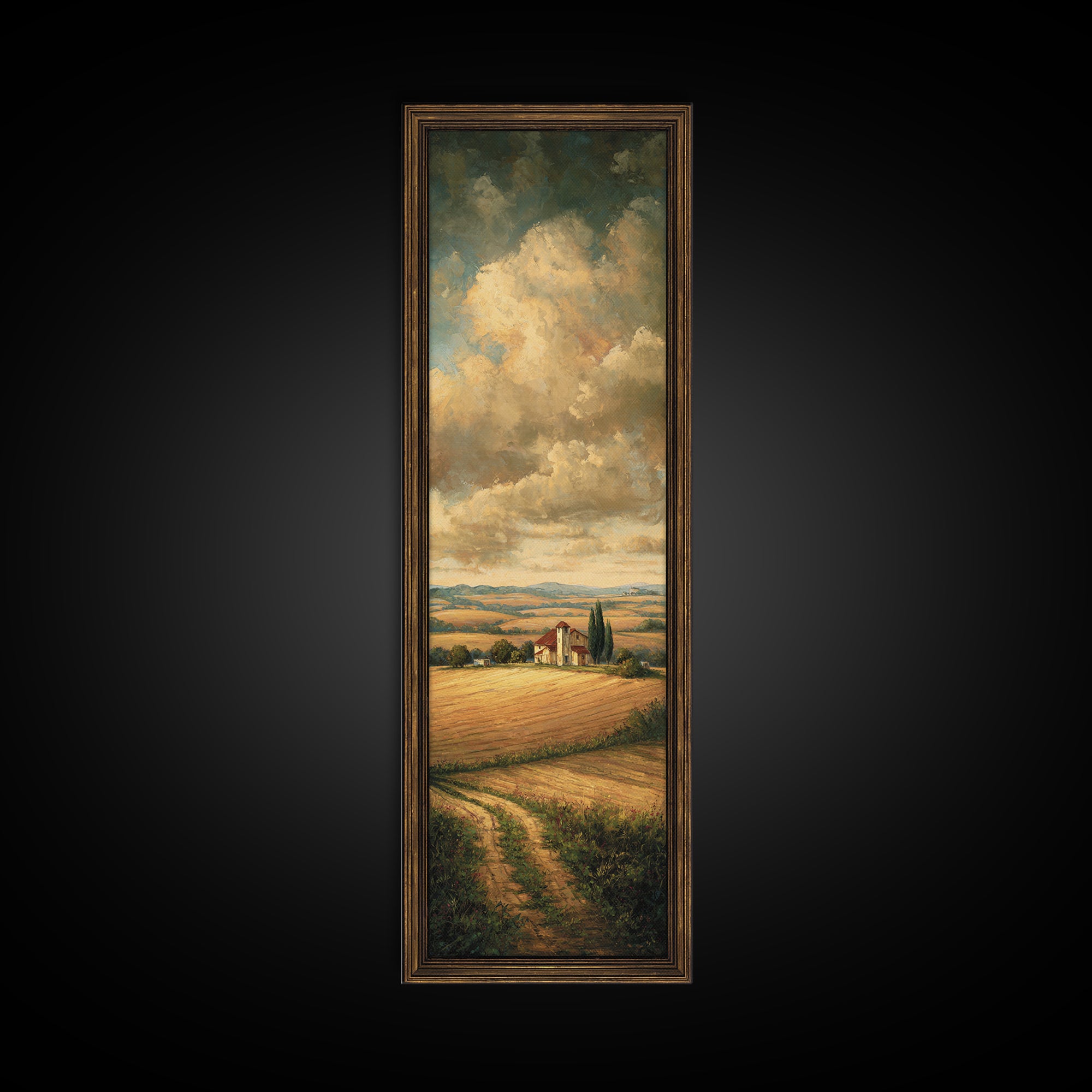 Barn and Farmland Canvas Print, Traditional Art, Boho, Living Room Decor, Fine Art, Classic, Indian Wall Art, Japanese Decor, TRA-1x3-35