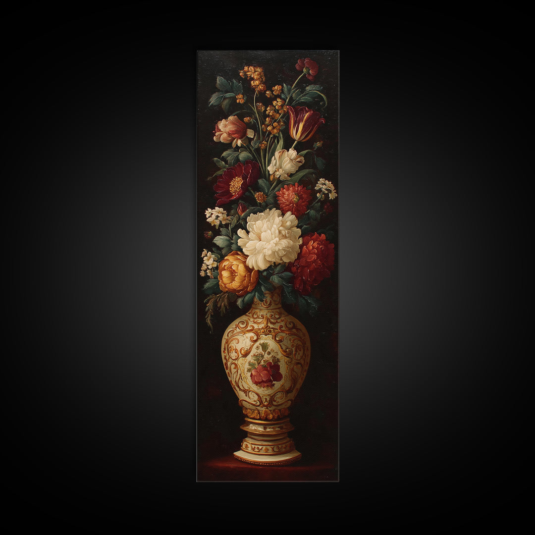 Formal Floral Still Life Canvas Print, Traditional Art, Gallery Decor, Living Room Decor, Fine Art, Classic, Wall Art, TRA-1x3-38