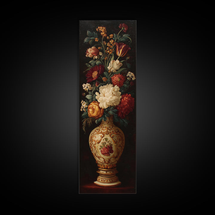 Formal Floral Still Life Canvas Print, Traditional Art, Gallery Decor, Living Room Decor, Fine Art, Classic, Wall Art, TRA-1x3-38