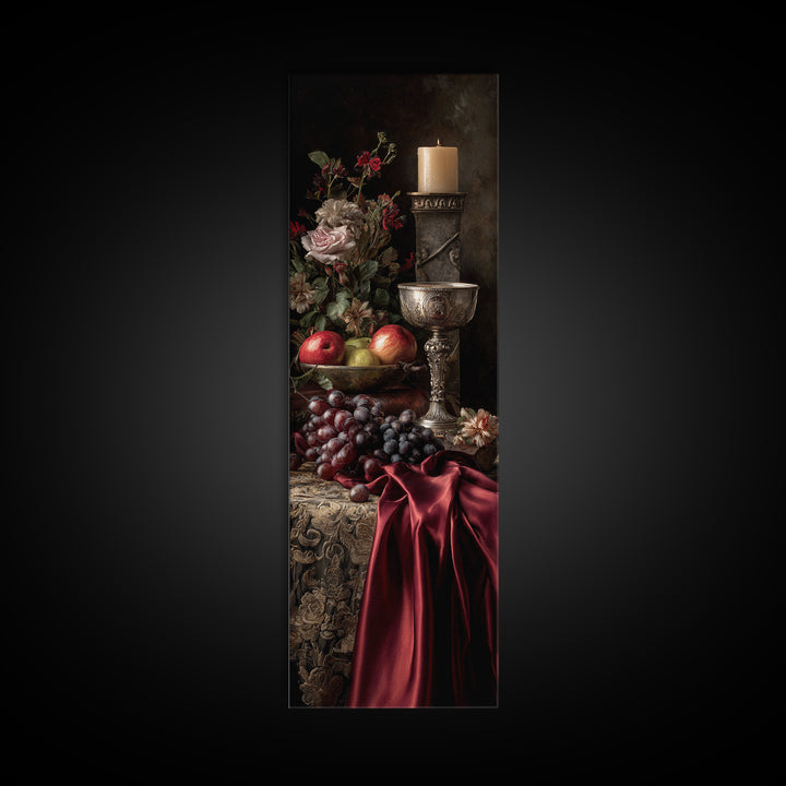 Dutch Fruit and Silver Goblet Still Life Canvas Print, Traditional Art, Artwork, Living Room Decor, Fine Art, Classic, TRA-1x3-40