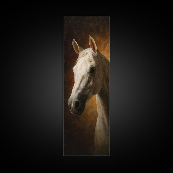 Realistic Horse Portrait Canvas Print, Traditional Art, Dark Art, Living Room Decor, Oil Painting, Classic, Minimalist Decor, TRA-1x3-63