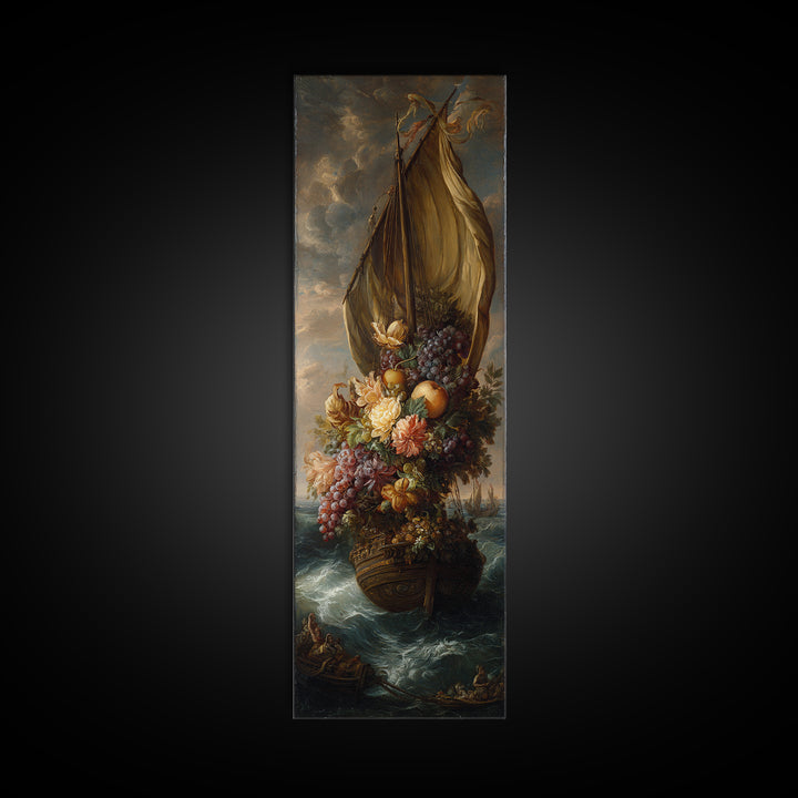Ship at Sea Framed Canvas Print, Traditional Art, Fine Art Print, Living Room Decor, Fine Art, Classic, Wall Decor, Painting, TRA-1x3-74