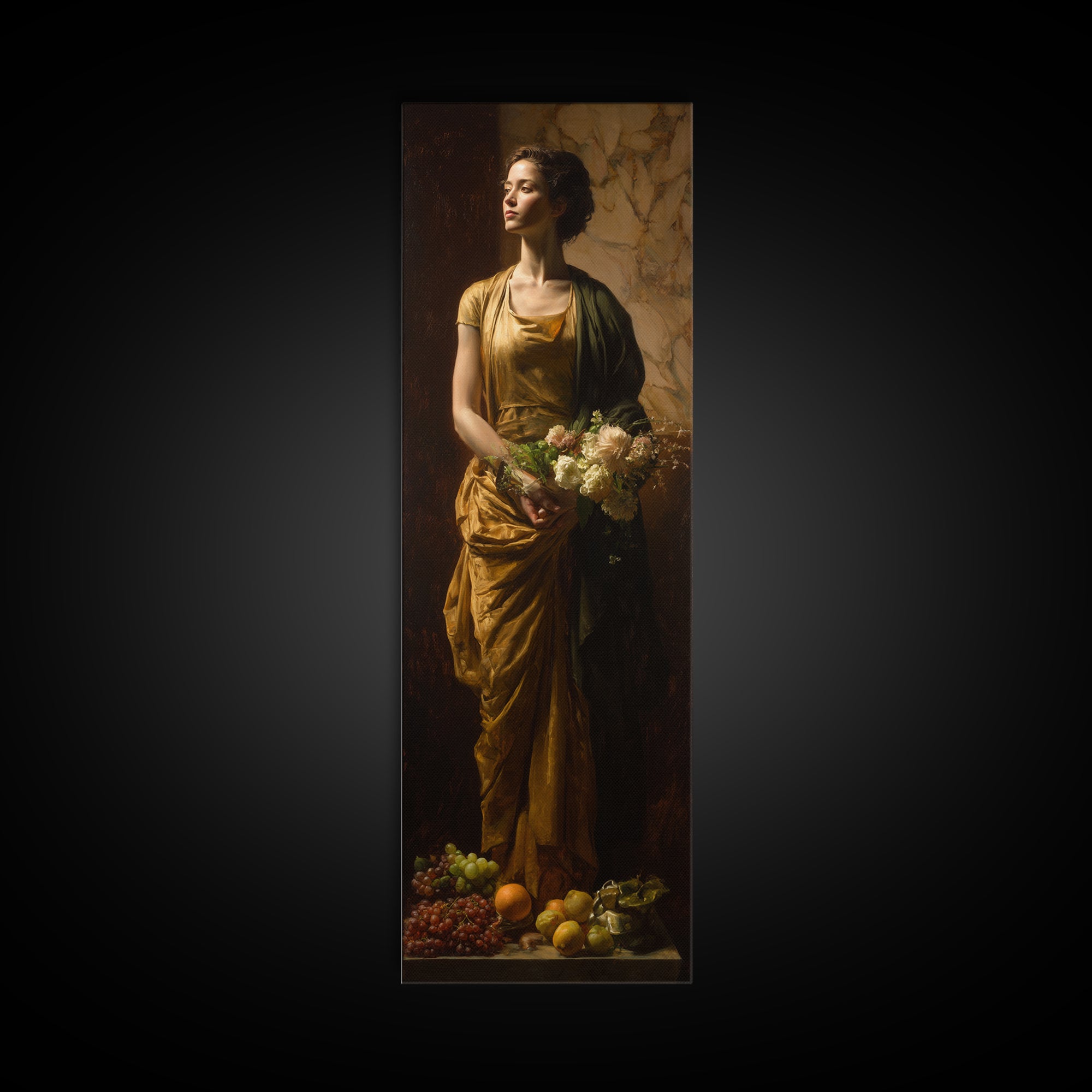 Classical Portrait with Dignified Lighting Framed Canvas Print, Traditional Art, Indian Decor, Living Room Decor, Classic, TRA-1x3-92