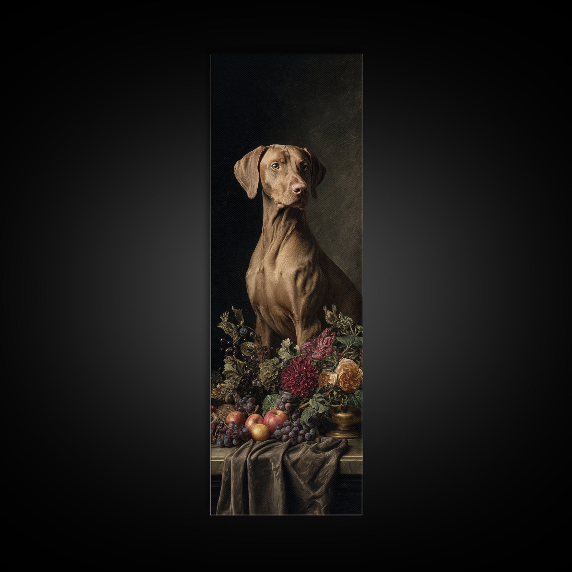 Hunting Dog Portrait Framed Canvas Print, Traditional Art, Landscape, Living Room Decor, Fine Art, Classic, Textured Painting, TRA-1x3-96