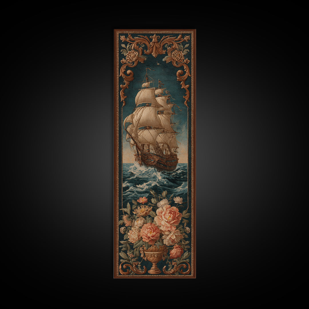 Ship at Sea Canvas Print, Traditional Art, Textured Painting, Living Room Decor, Fine Art, Classic, Art Commission, Boho, TRA-1x3-98