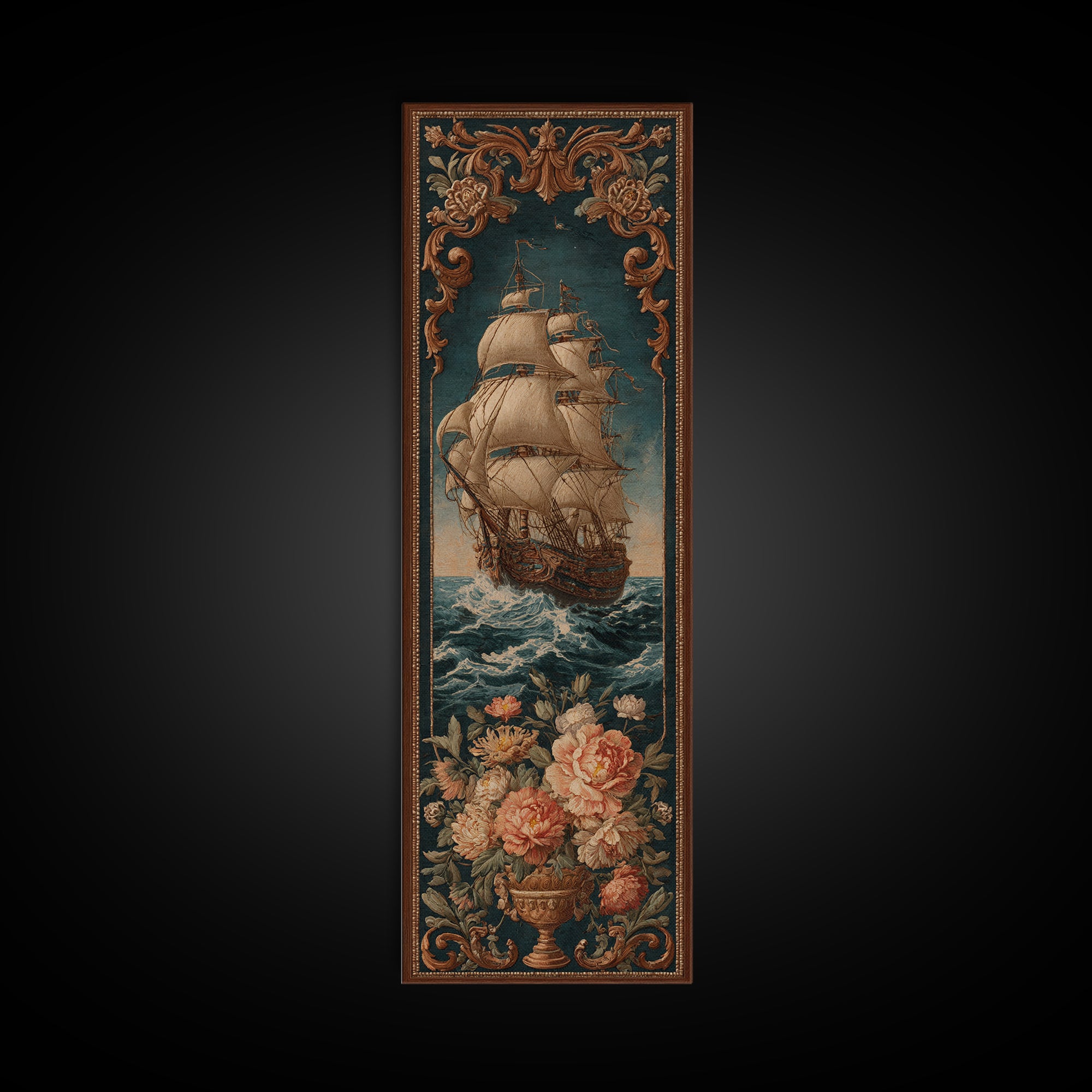 Ship at Sea Canvas Print, Traditional Art, Textured Painting, Living Room Decor, Fine Art, Classic, Art Commission, Boho, TRA-1x3-98