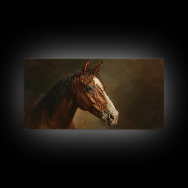 Realistic Horse Portrait Framed Canvas Print, Traditional Art, Canvas, Living Room Decor, Fine Art, Classic, Furry Art, TRA-2x1-23