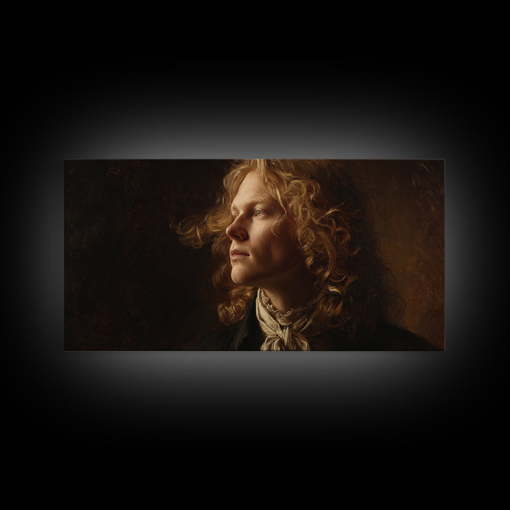 Classical Portrait with Dignified Lighting Framed Canvas Print, Traditional Art, Contemporary Art, Living Room Decor, Classic, TRA-2x1-28