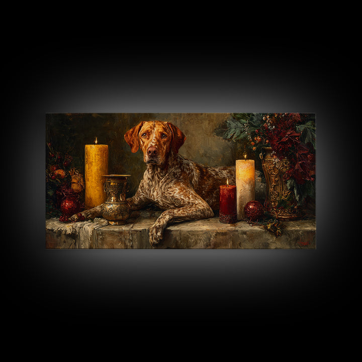 Hunting Dog Portrait Canvas Print, Traditional Art, Wall Art, Living Room Decor, Oil Painting, Classic, Artwork, Original Art, TRA-2x1-32