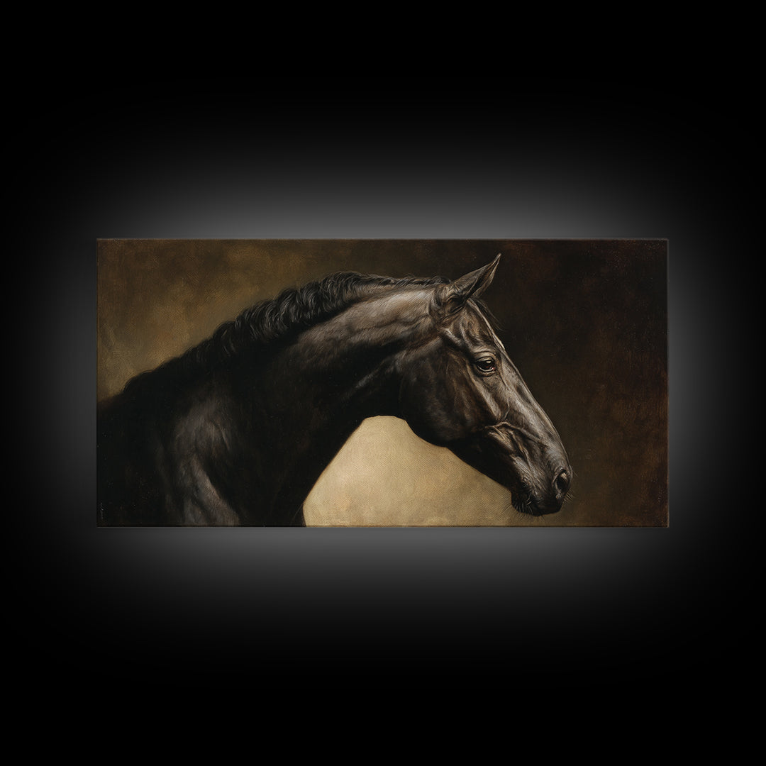 Realistic Horse Portrait Canvas Print, Traditional Art, Digital Print, Living Room Decor, Oil Painting, Classic, Indian Art, TRA-2x1-47