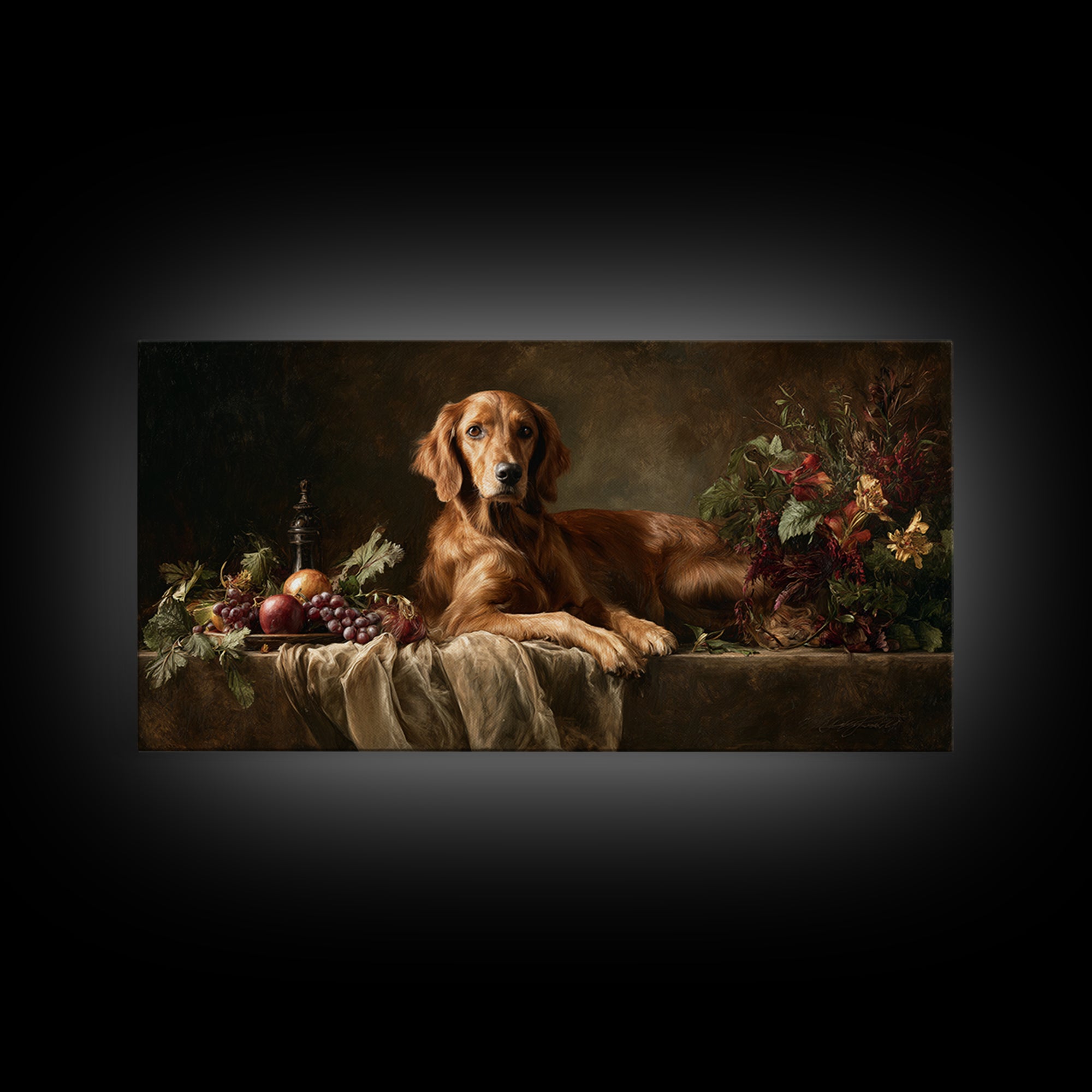 Hunting Dog Portrait Framed Canvas Print, Traditional Art, Decor, Living Room Decor, Fine Art, Classic, Japanese Art, TRA-2x1-56