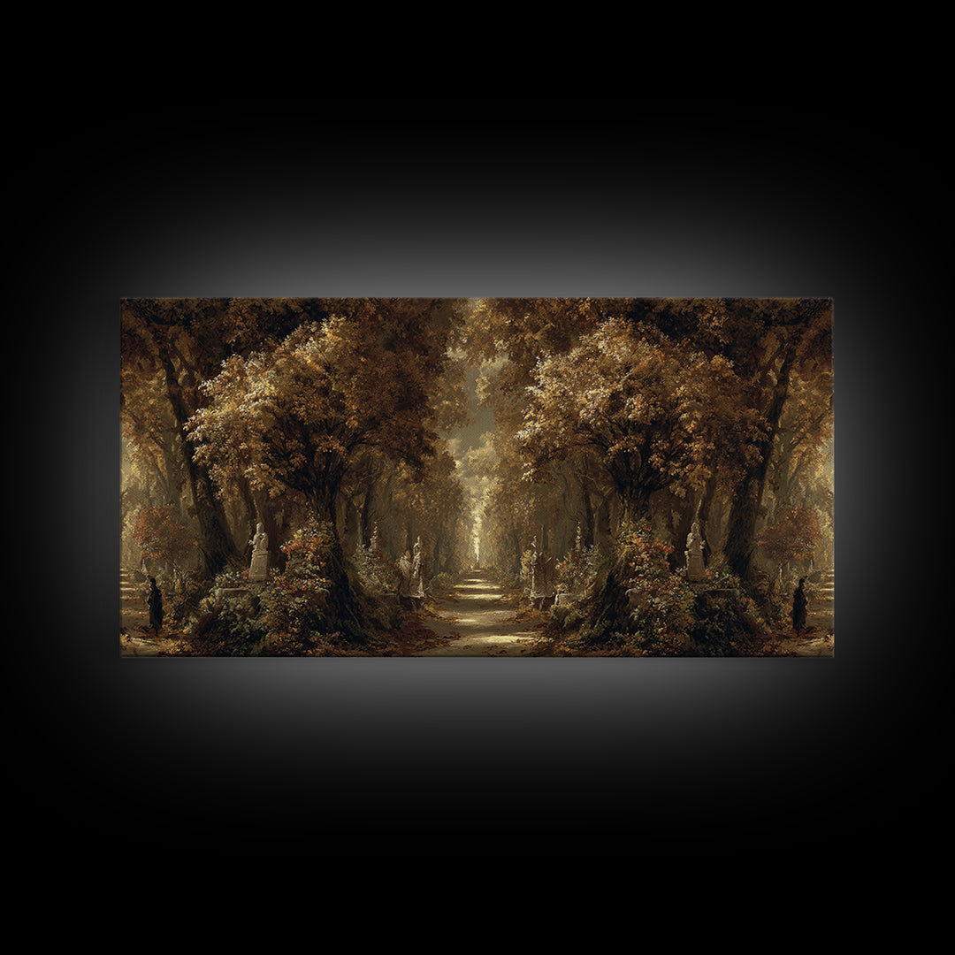 Autumn Forest Road Framed Canvas Print, Traditional Art, Art Print, Living Room Decor, Fine Art, Classic, Custom Art, TRA-2x1-60