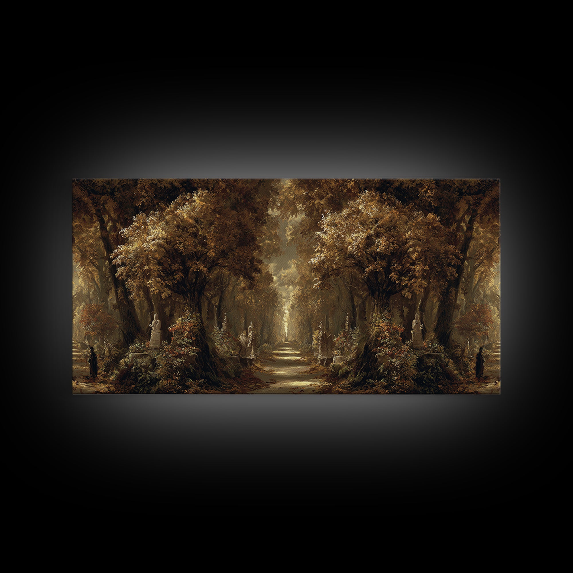 Autumn Forest Road Framed Canvas Print, Traditional Art, Art Print, Living Room Decor, Fine Art, Classic, Custom Art, TRA-2x1-60