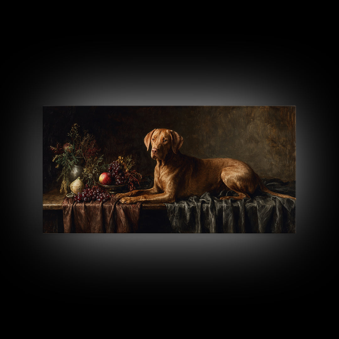 Hunting Dog Portrait Framed Canvas Print, Traditional Art, Luxury Decor, Living Room Decor, Fine Art, Classic, Art Print, TRA-2x1-8
