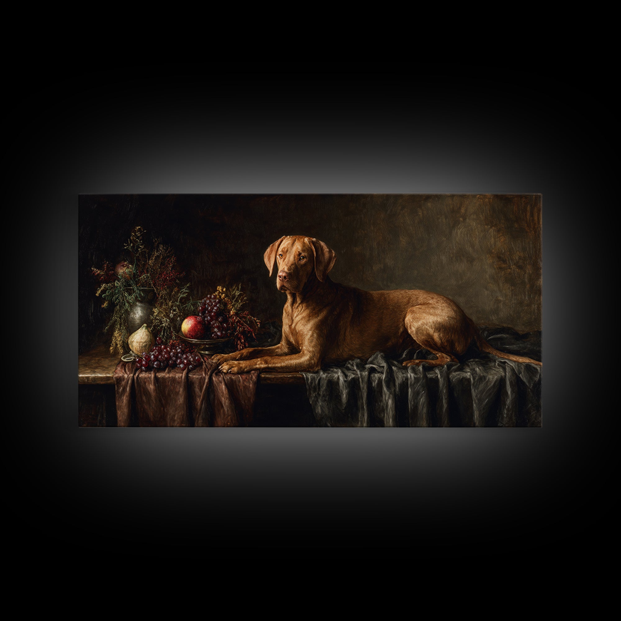 Hunting Dog Portrait Framed Canvas Print, Traditional Art, Luxury Decor, Living Room Decor, Fine Art, Classic, Art Print, TRA-2x1-8