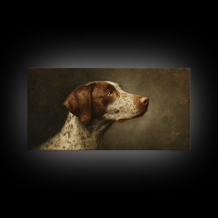 Hunting Dog Portrait Framed Canvas Print, Traditional Art, Art Commissions, Living Room Decor, Classic, Pokemon Poster, TRA-2x1-80