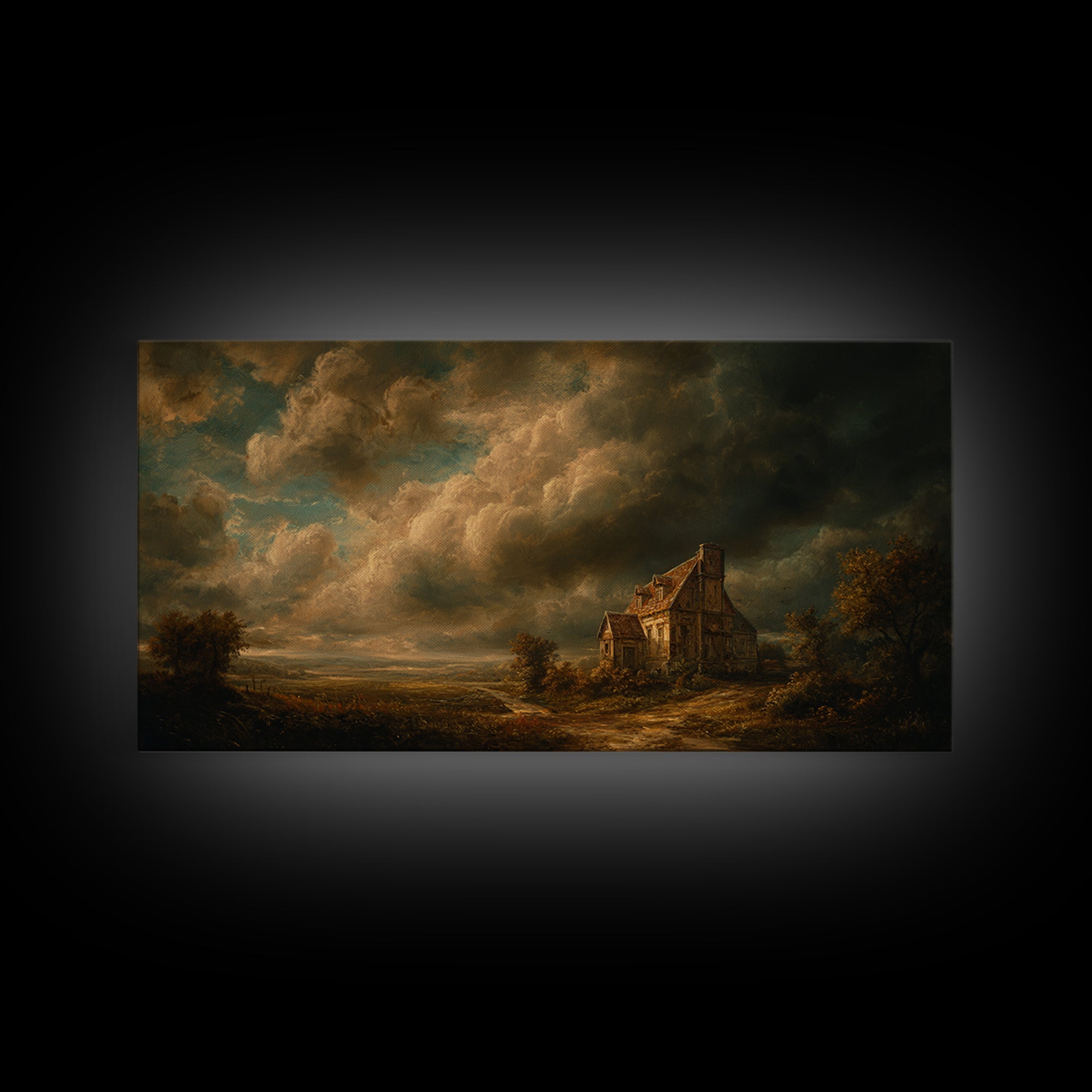 Barn and Farmland Framed Canvas Print, Traditional Art, Boho, Living Room Decor, Classic, Indian Wall Art, Japanese Decor, TRA-2x1-91