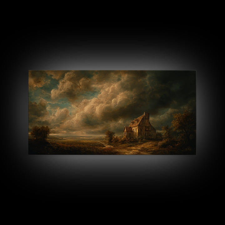 Barn and Farmland Framed Canvas Print, Traditional Art, Boho, Living Room Decor, Classic, Indian Wall Art, Japanese Decor, TRA-2x1-91