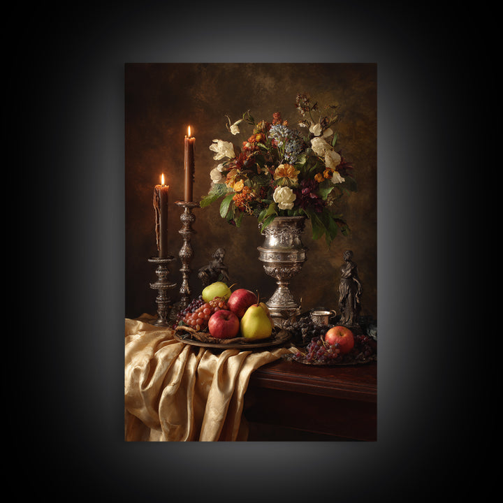 Dutch Fruit and Silver Goblet Still Life Canvas Print, Traditional Art, Pokemon Poster, Living Room Decor, Classic, Art Print, TRA-2x3-36