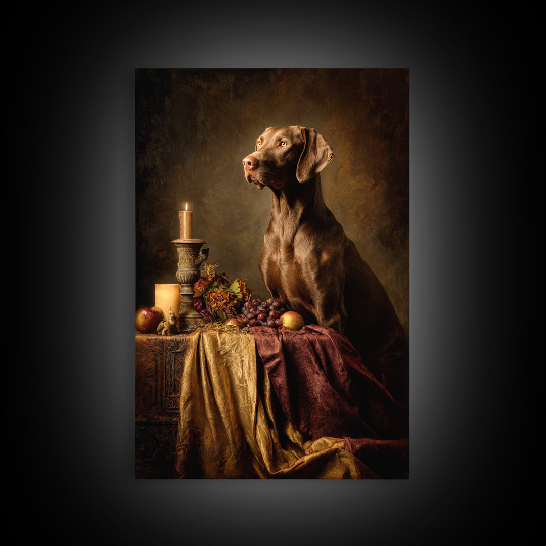 Hunting Dog Portrait Framed Canvas Print, Traditional Art, Luxury Decor, Living Room Decor, Fine Art, Classic, Art Print, TRA-2x3-44