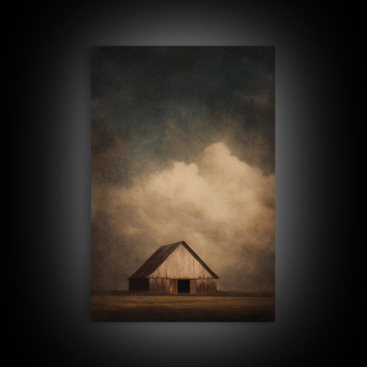 Barn and Farmland Framed Canvas Print, Traditional Art, Digital Art, Living Room Decor, Fine Art, Classic, Custom Art, TRA-2x3-55