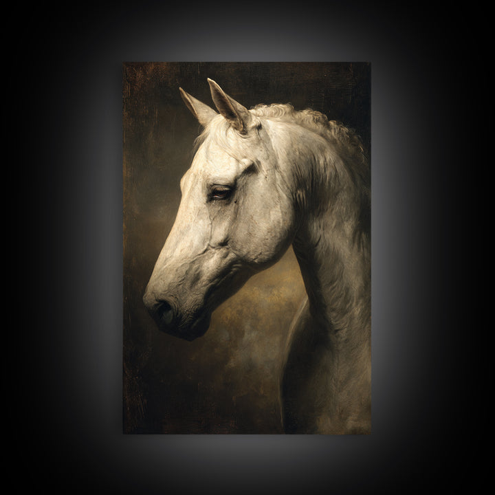 Realistic Horse Portrait Framed Canvas Print, Traditional Art, Digital Print, Living Room Decor, Oil Painting, Classic, TRA-2x3-59