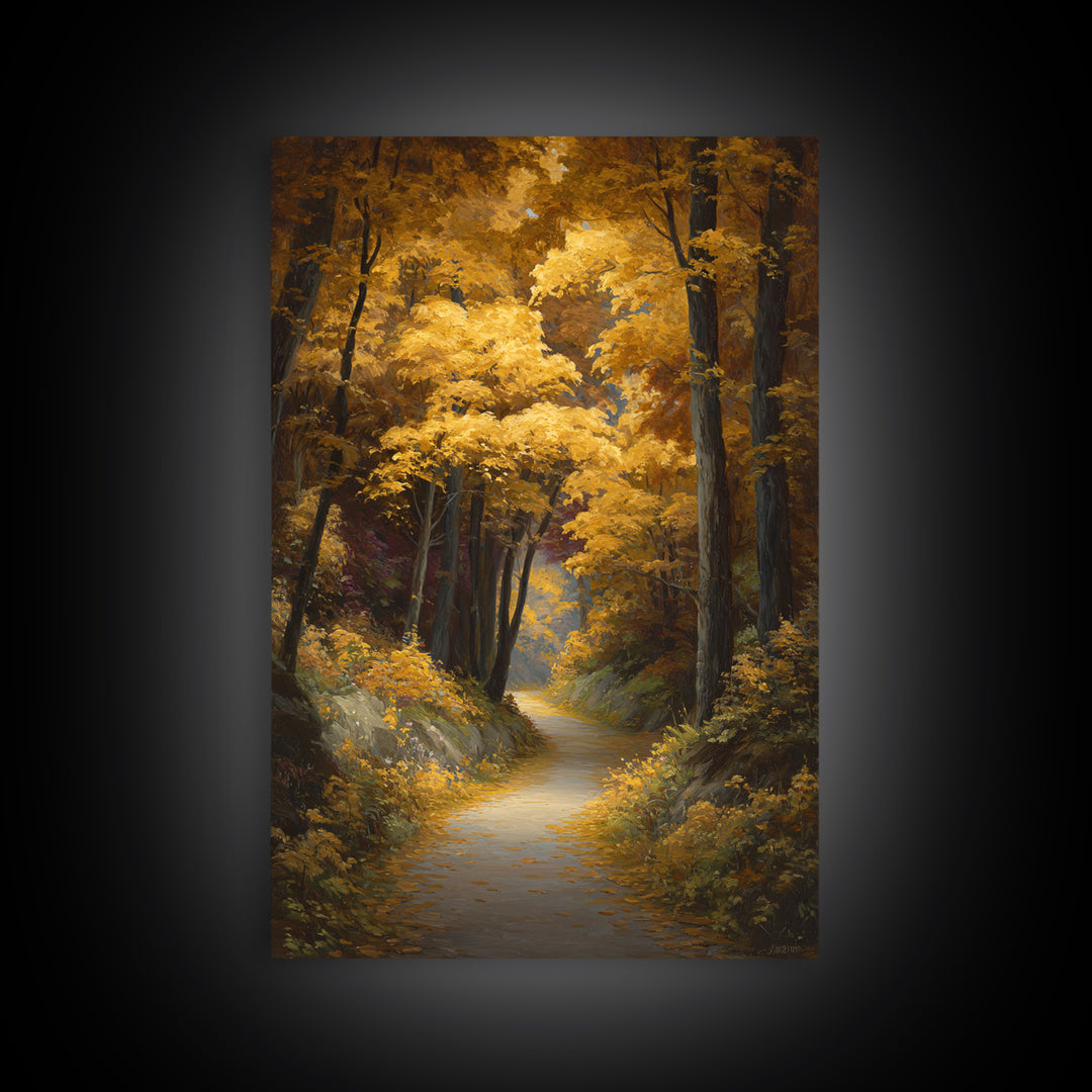 Autumn Forest Road Canvas Print, Traditional Art, Art Print, Living Room Decor, Fine Art, Classic, Custom Art, Furry Art, TRA-2x3-72
