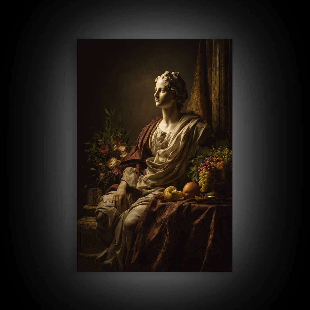 Classical Portrait with Dignified Lighting Framed Canvas Print, Traditional Art, Living Room Decor, Fine Art, Classic, TRA-2x3-88