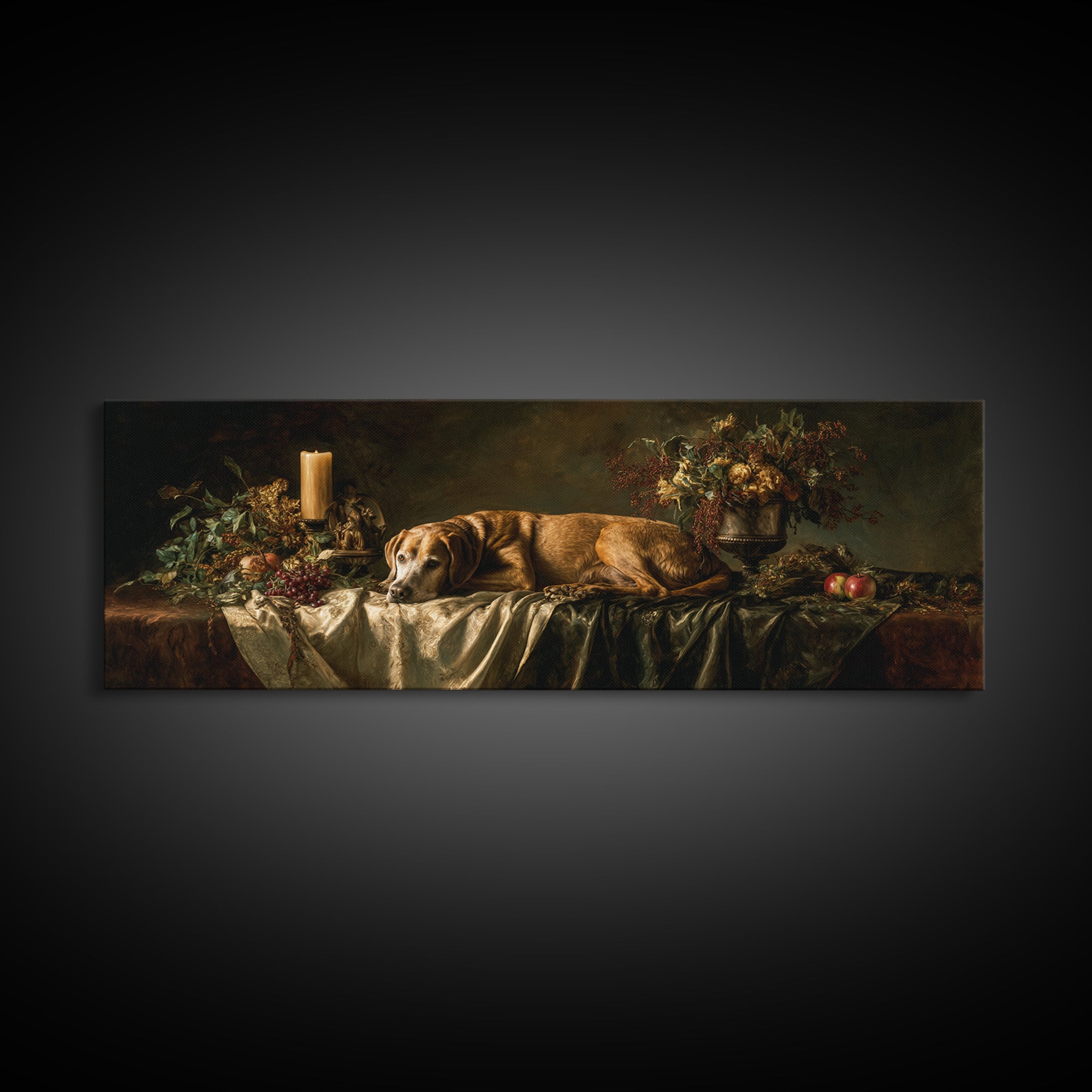 Hunting Dog Portrait Canvas Print, Traditional Art, Indian Wall Art, Living Room Decor, Fine Art, Classic, Boho Decor, TRA-3x1-4
