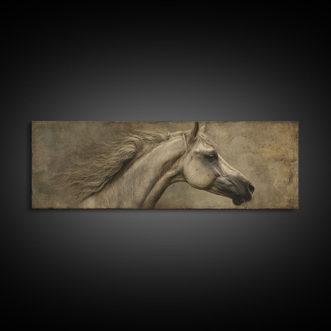 Realistic Horse Portrait Canvas Print, Traditional Art, Decor, Living Room Decor, Fine Art, Classic, Japanese Art, Custom Art, TRA-3x1-43