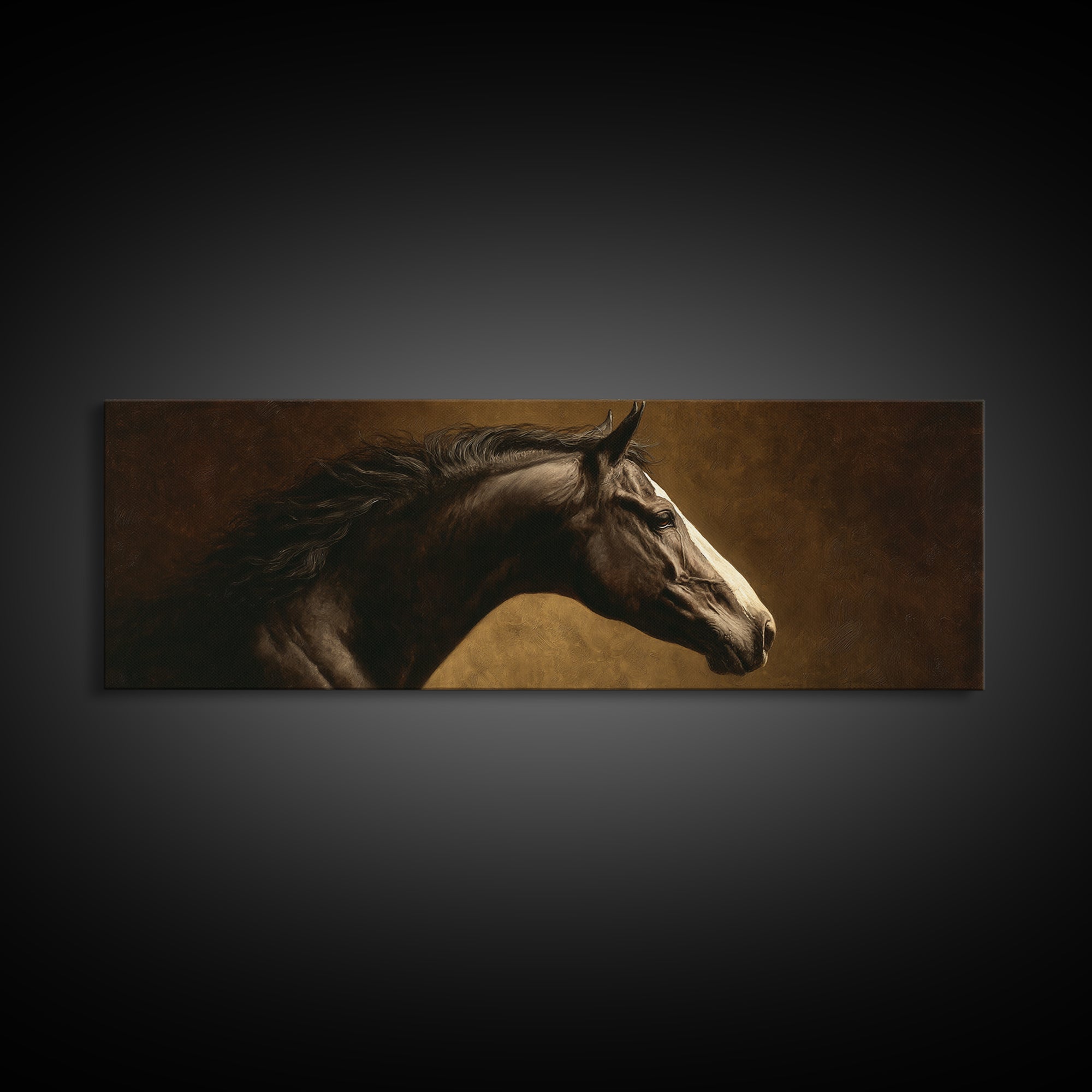 Realistic Horse Portrait Canvas Print, Traditional Art, Decor, Living Room Decor, Fine Art, Classic, Japanese Art, Custom Art, TRA-3x1-91