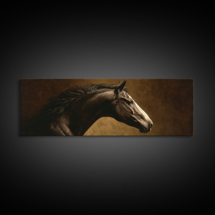 Realistic Horse Portrait Canvas Print, Traditional Art, Decor, Living Room Decor, Fine Art, Classic, Japanese Art, Custom Art, TRA-3x1-91