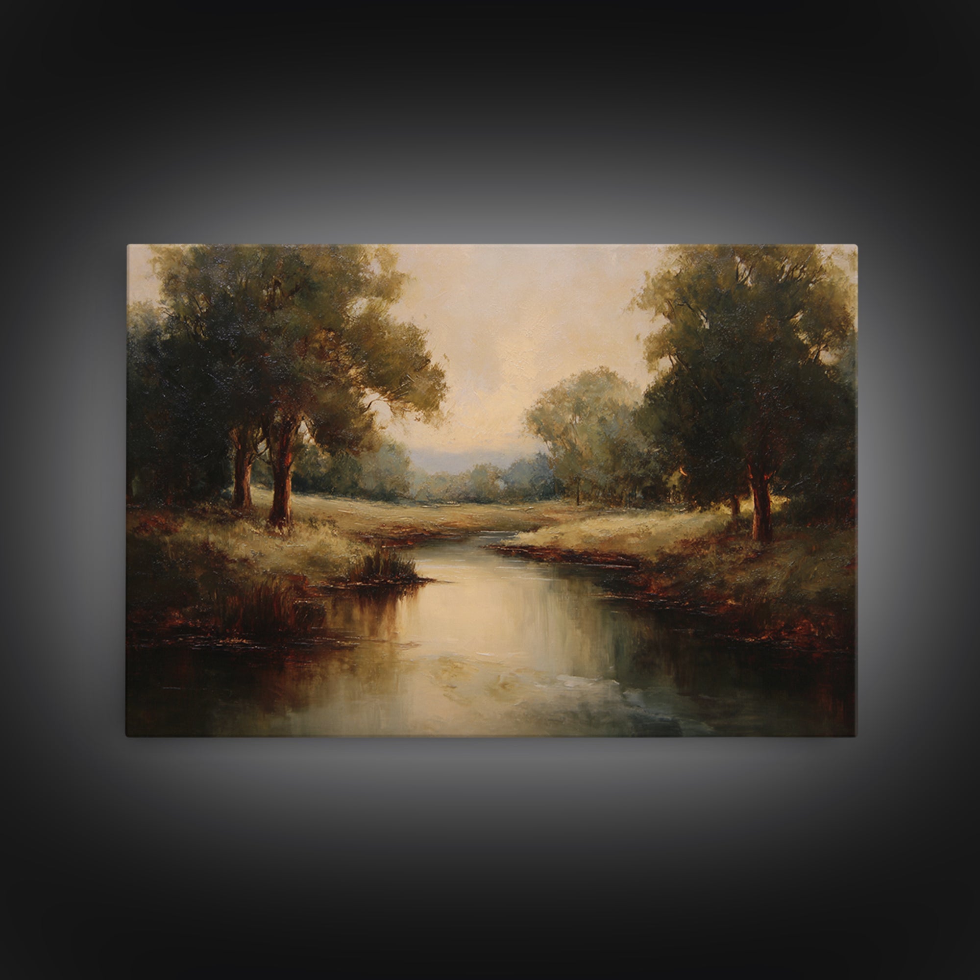 Classic Oil Painted Landscape Framed Canvas Print, Traditional Art, Indian Art, Living Room Decor, Oil Painting, Classic, TRA-3x2-5